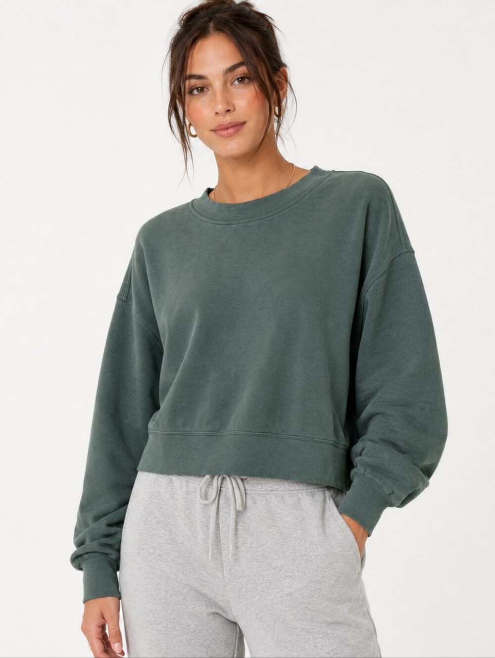 Lululemon Softstreme Perfectly Oversized Cropped Crew Green L